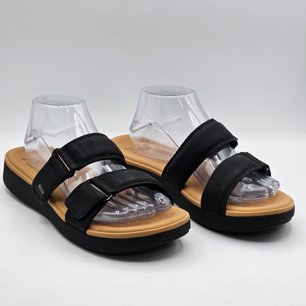 Reef Cushion Cloud Roa Womens Slide Sandals Black Adjustable Straps Size 10